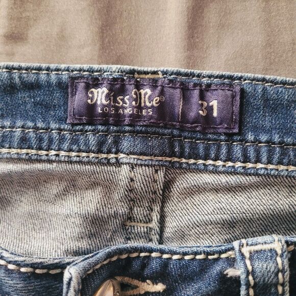 Miss Me Womens Boot Cut Jeans Size 31 Mid Rise Blue Embroidered Western Aztec - Picture 4 of 10